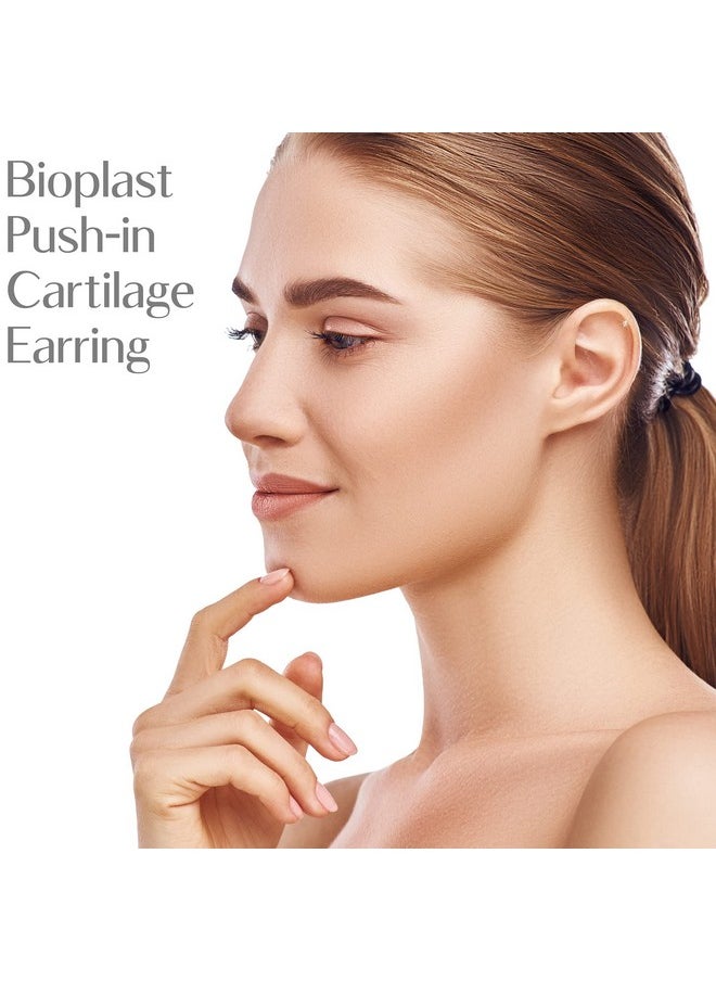 Body Candy 16 Gauge 1/4" Short Post Length 14K Yellow Gold 1.5Mm Cz Bioplast Push In Cartilage Earring  - Image 2