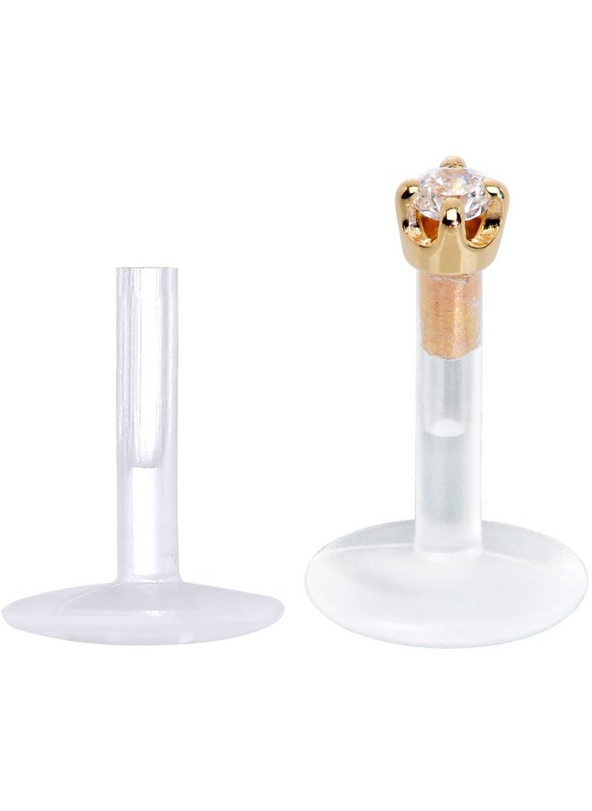 Body Candy 16 Gauge 1/4" Short Post Length 14K Yellow Gold 1.5Mm Cz Bioplast Push In Cartilage Earring  - Image 1