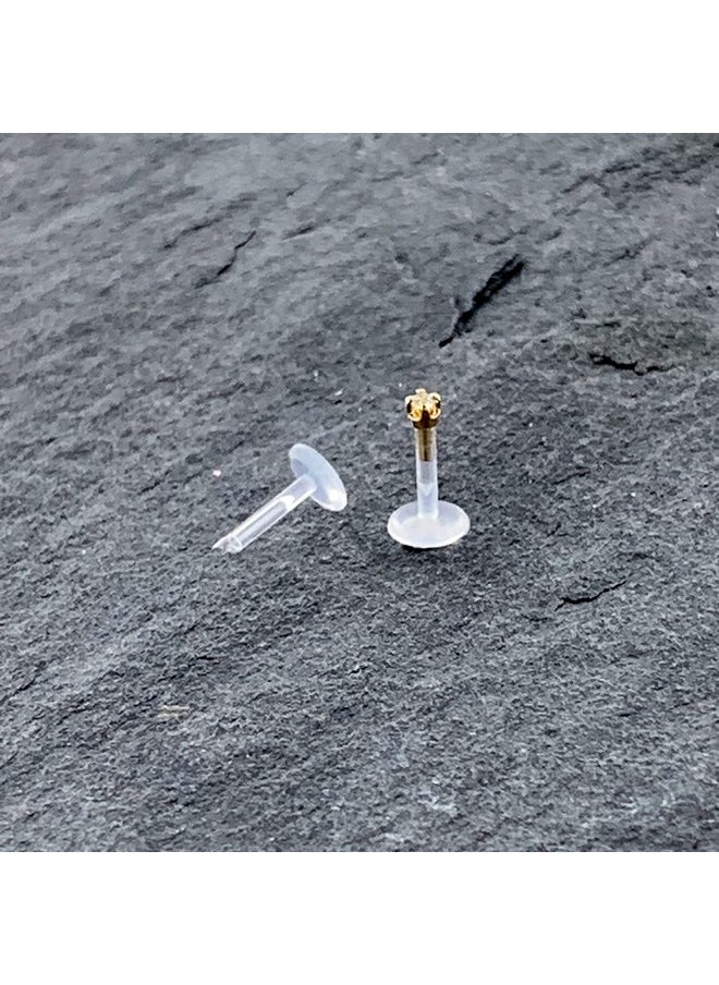 Body Candy 16 Gauge 1/4" Short Post Length 14K Yellow Gold 1.5Mm Cz Bioplast Push In Cartilage Earring  - Image 3