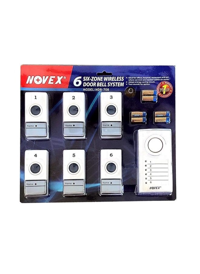 NOVEX - Six Zone Wireless Door Calling Bell System - Image 1