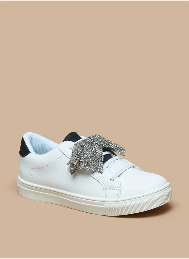 ميسي Girls Little Missy Bow Accent Slip-On Sneakers