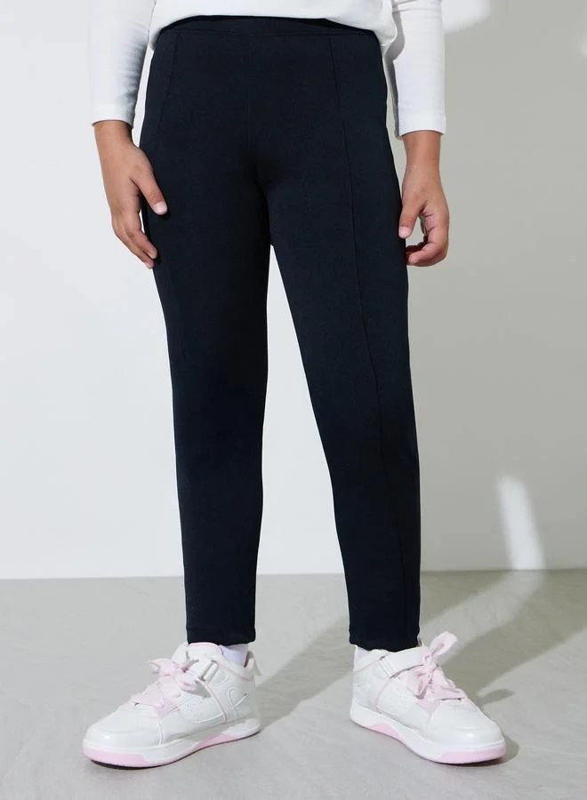 ستايلي Teen Girls Black Knitted Full Length Leggings