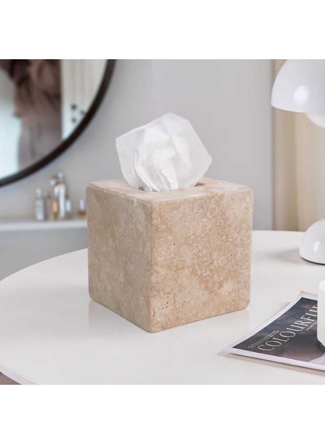 RADICALn Marble Tissue Box 5.5 Inch Travertine Tissues Holder for Bathroom Vanity Organizer Countertop, Living Room, or Home Office, Decorative Box for Facial Tissues and Napkins - Image 2