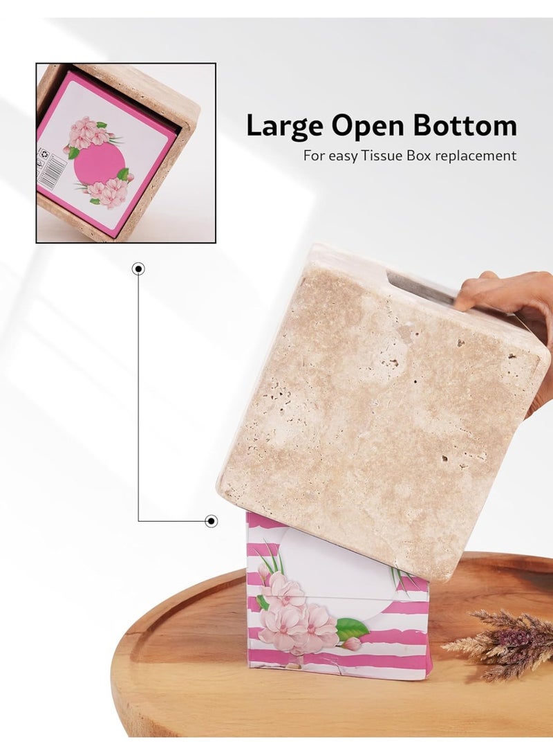 RADICALn Marble Tissue Box 5.5 Inch Travertine Tissues Holder for Bathroom Vanity Organizer Countertop, Living Room, or Home Office, Decorative Box for Facial Tissues and Napkins - Image 4