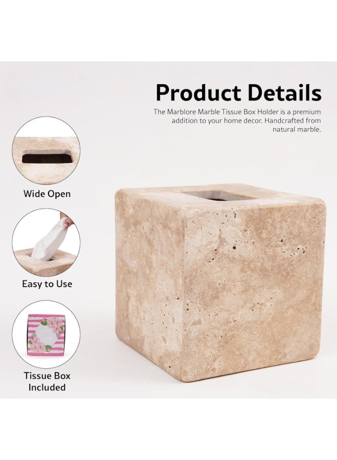 RADICALn Marble Tissue Box 5.5 Inch Travertine Tissues Holder for Bathroom Vanity Organizer Countertop, Living Room, or Home Office, Decorative Box for Facial Tissues and Napkins - Image 5