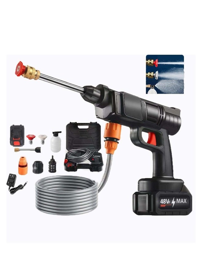 Generic 48V Cordless Pressure Washer, 30Bar Pressure Water Spray Gun, 48V Lithium Battery Lasts for Long Time with Fully Charged, Portable High Pressure Car Washer for Car/Fence/Wall/Deck Cleaning (48V)  - Image 1