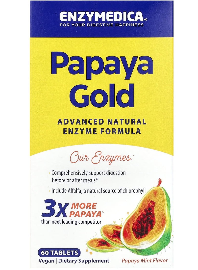 ENZYMEDICA Papaya Gold, Papaya Mint, 60 Tablets