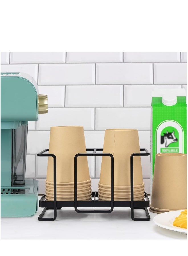 "Bathroom Cup Dispenser, Metal Disposable Paper Cup Holder, Paper Cup Lid Sleeve Holder Countertop Coffee Condiment Organizer Paper Cup Storage for Home Office (Large, Black) " - Image 4