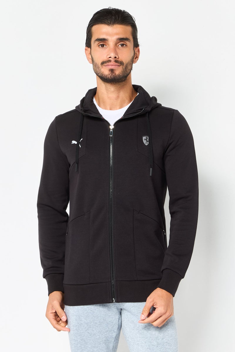 PUMA هودي خارجي طويل الأكمام للرجال من سكوديريا فيراري × بوما، أسود - Image 1