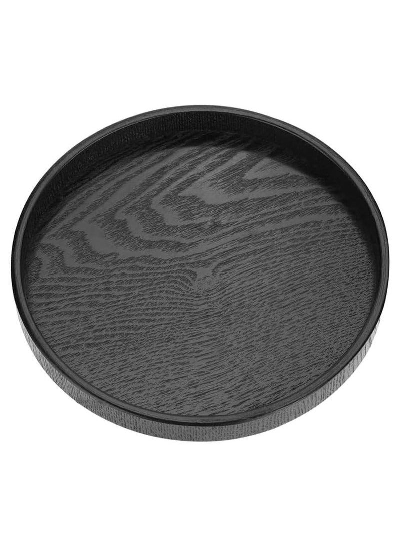 OMEVE 27cm Round Solid Coffee Wood Serving Tray - Black, for Tea, Food & Drinks in Hotels, Restaurants, Coffee Shops - Image 1