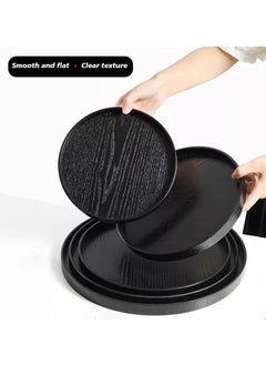 OMEVE 27cm Round Solid Coffee Wood Serving Tray - Black, for Tea, Food & Drinks in Hotels, Restaurants, Coffee Shops  - Image 3