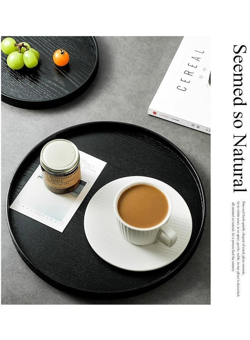 OMEVE 27cm Round Solid Coffee Wood Serving Tray - Black, for Tea, Food & Drinks in Hotels, Restaurants, Coffee Shops - Image 4