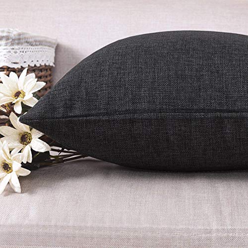 Khooti Jute Cushion Cover, Throw Pillow Cover for Couches, Chairs, Sofas, Beds, Coffee Tables, Living Rooms, Bedrooms, Modern Boho Design, 30x30 Inch | Dark Grey | Set of 5 - Image 3