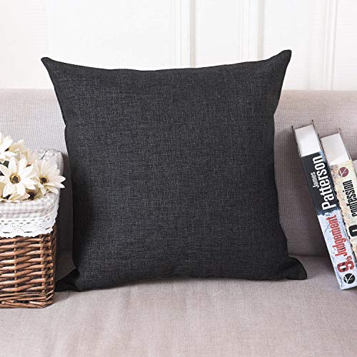 Khooti Jute Cushion Cover, Throw Pillow Cover for Couches, Chairs, Sofas, Beds, Coffee Tables, Living Rooms, Bedrooms, Modern Boho Design, 30x30 Inch | Dark Grey | Set of 5 - Image 1