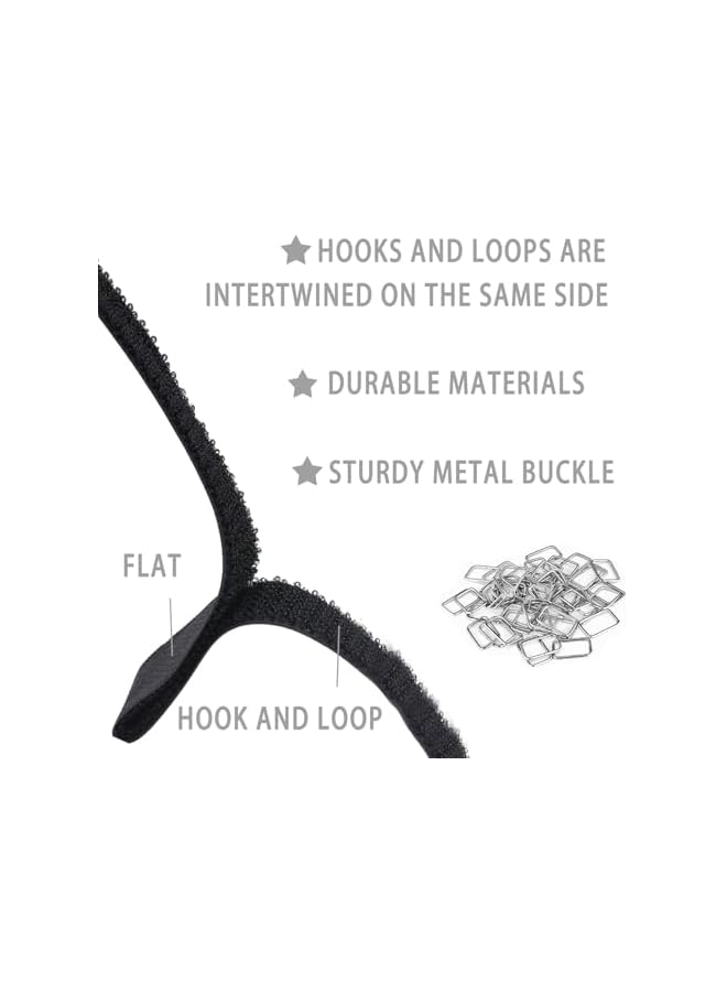 S-TOP 2cm x 5m Hook and Loop Cable Ties with 25 Metal Buckles - Reusable Adjustable Straps for Cord Management, Black Cinch Straps for Wires, Cables, Hoses - Image 4