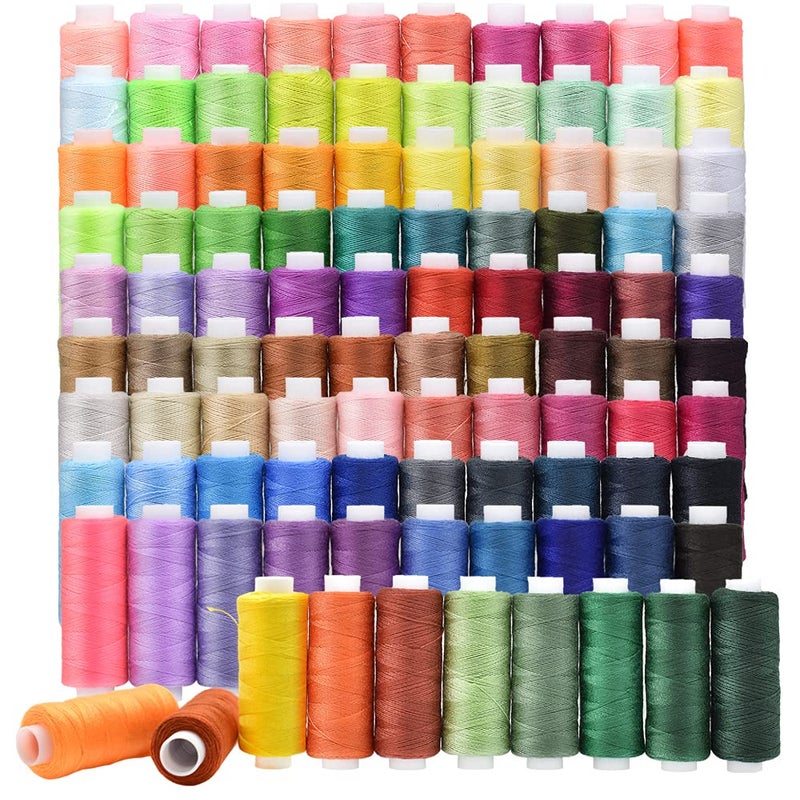 100 Color All Purpose Sewing Thread Polyester 250 Yards Per Spools for Hand Stitching Embroidery Machine Quilting and Crafts