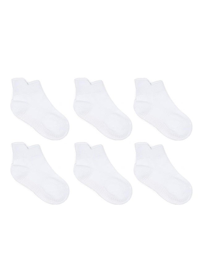 Peachjoy Baby Non Slip Grip Ankle Socks, with Non Skid Soles, for 1-3 years Infants Toddlers Kids Boys Girls (6Pair, White, M Size) - Image 1