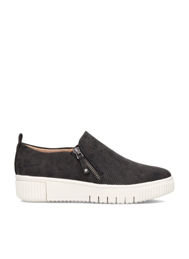Naturalizer Soul Womens Turner Platform Zipper Slip On Fashion Sneaker, Black Smooth, 10 M - Image 1