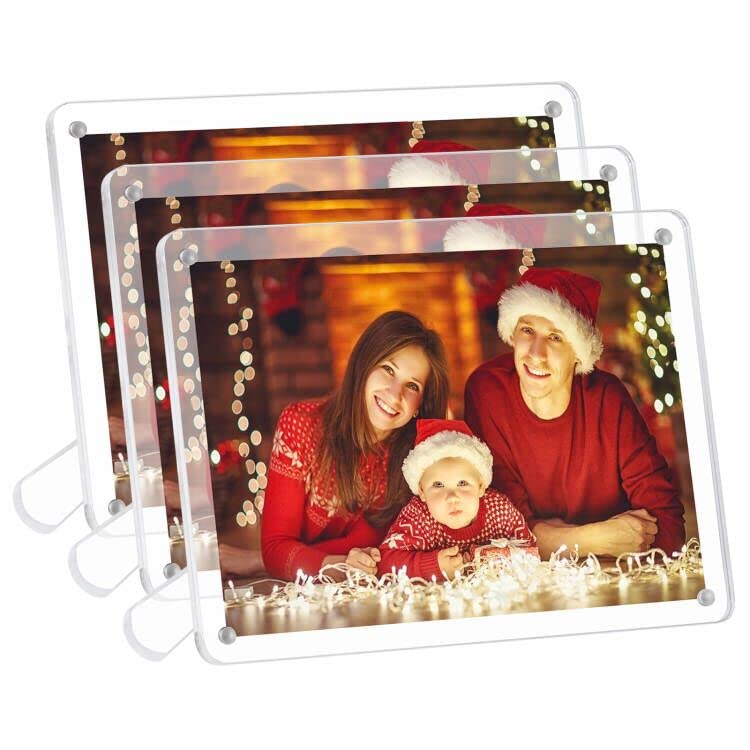 بوكسالات Boxalls 5 × 7 بوصات إطار صورة أكريليك مع حامل - 3 حزمة إطار صورة واضح مع مغناطيس لعرض الطاولة أفقيا أو عموديا - Image 1