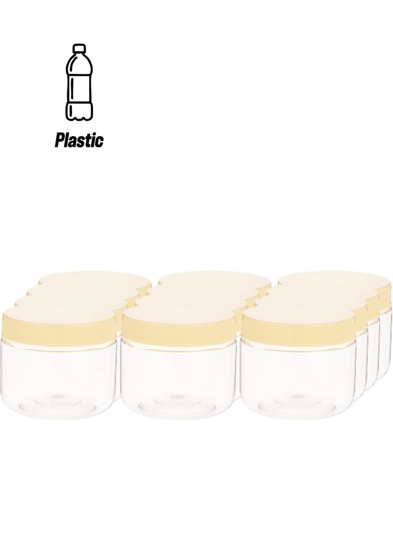 Alsaqer Plastic Spice Storage Pet Jar with Lid 12-Pieces Set, Sunpet 200 ml Capacity, Clear - Image 1