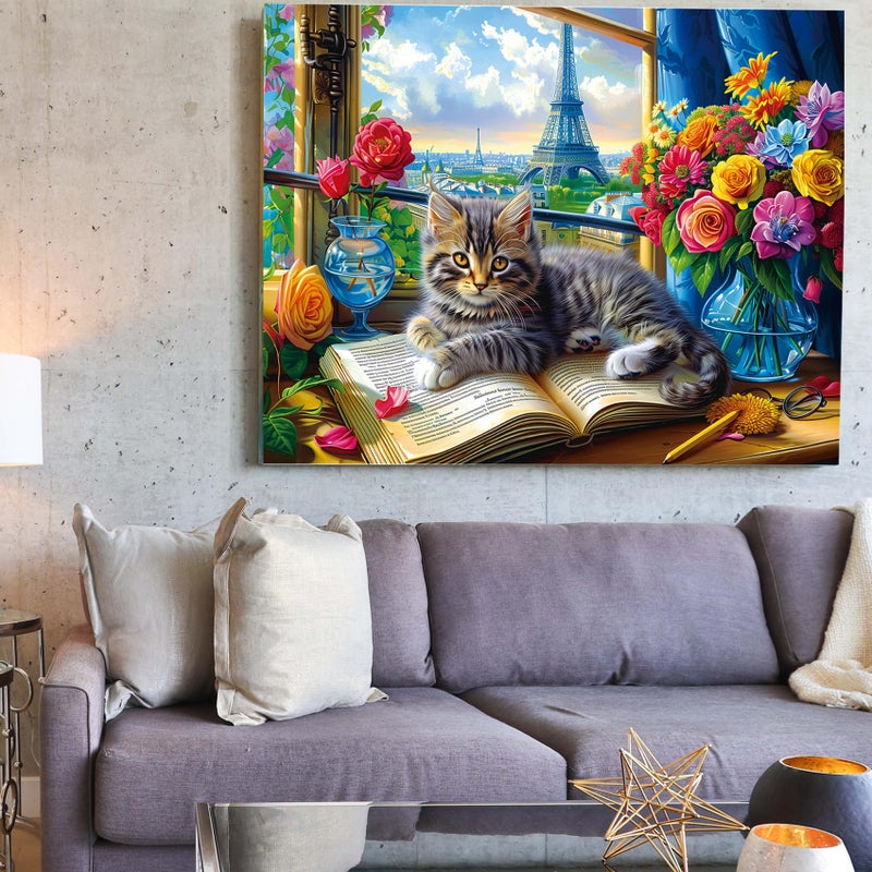 WISHDIAM Jigsaw Puzzles 1000 Pieces - WISHDIAM Puzzles for Adults - Cats Kitten Pets Animal Lovers Impossible Hard Difficult Challenging Puzzles for Home Decor Birthday Party Gifts Toy (Shadow of Paris) - Image 3