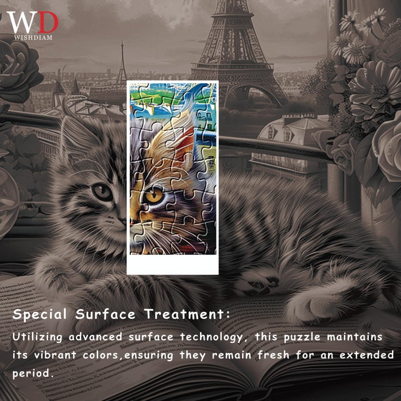 WISHDIAM Jigsaw Puzzles 1000 Pieces - WISHDIAM Puzzles for Adults - Cats Kitten Pets Animal Lovers Impossible Hard Difficult Challenging Puzzles for Home Decor Birthday Party Gifts Toy (Shadow of Paris) - Image 5