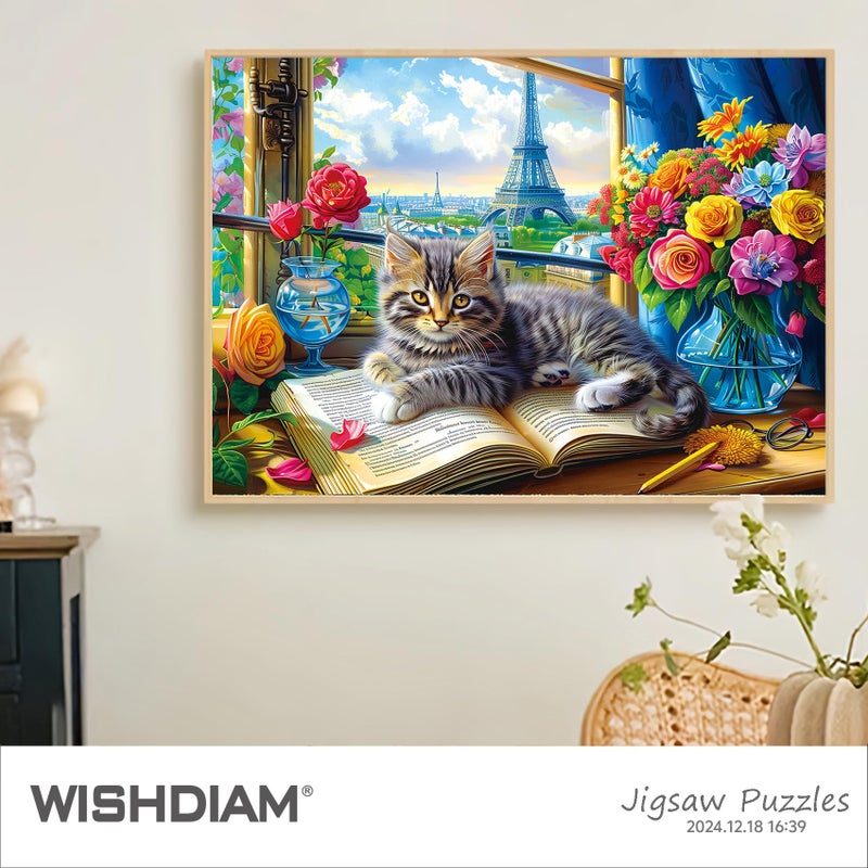 WISHDIAM Jigsaw Puzzles 1000 Pieces - WISHDIAM Puzzles for Adults - Cats Kitten Pets Animal Lovers Impossible Hard Difficult Challenging Puzzles for Home Decor Birthday Party Gifts Toy (Shadow of Paris) - Image 2