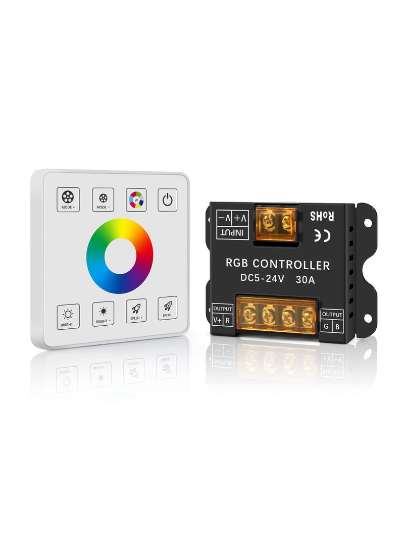 SYOSI Wireless RF LED Wall Controller, Smart Touch Panel with RGB Dimmer, Compatible with DC 5-24V 30A 3528 2835 5050 RGB LED Strips, Sensitive Touch Control, Wall Mounted - Image 1
