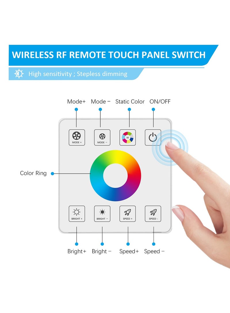 SYOSI Wireless RF LED Wall Controller, Smart Touch Panel with RGB Dimmer, Compatible with DC 5-24V 30A 3528 2835 5050 RGB LED Strips, Sensitive Touch Control, Wall Mounted - Image 4