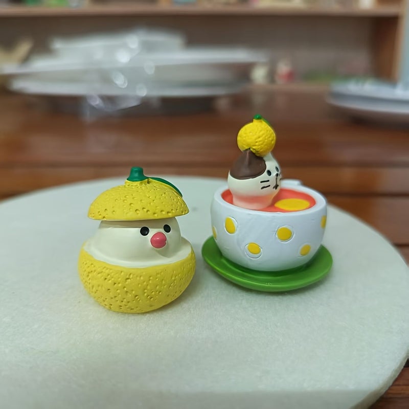 Yuzu Cat Series Mini Resin Ornament Munia Cat Cat In The Hat Two Piece Set - Image 5
