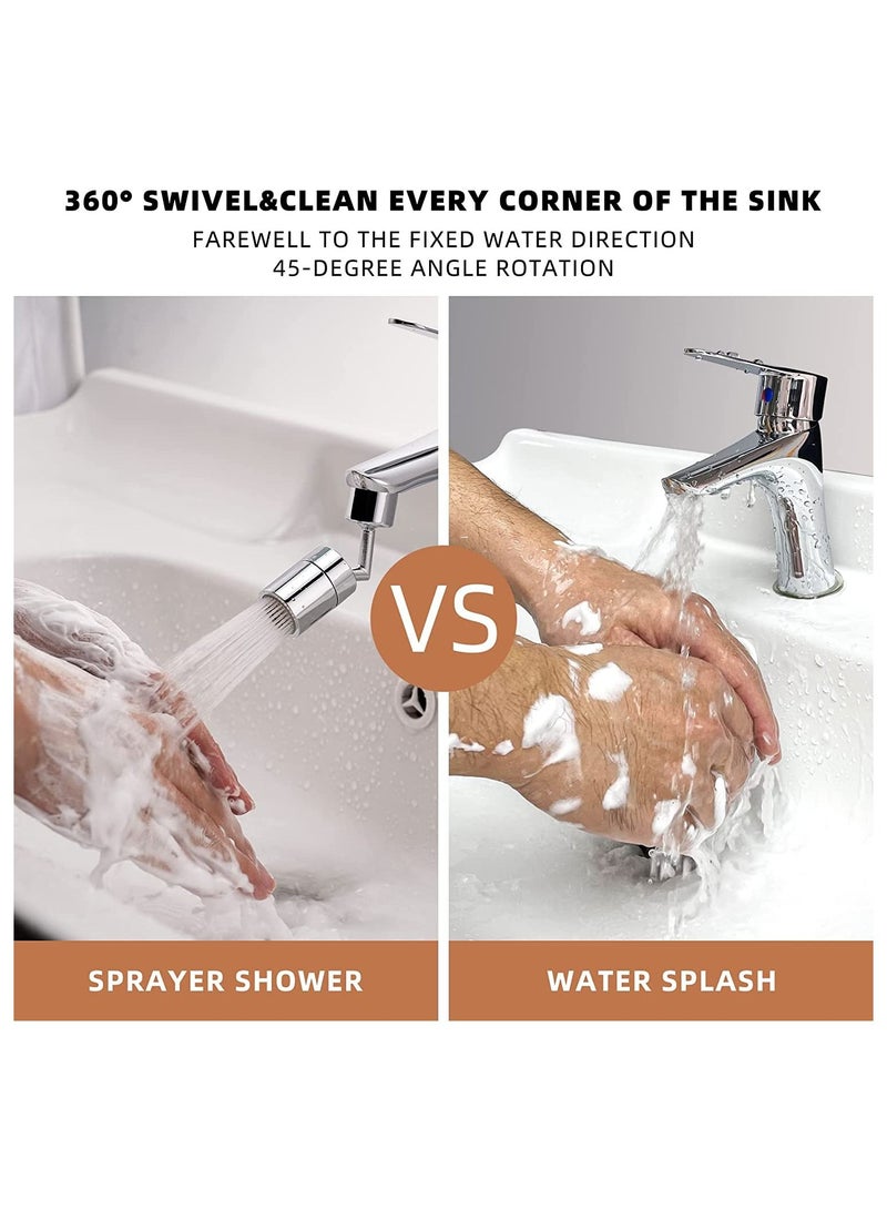 SYOSI Faucet Aerator, 720° Big Angle Spray Aerator Dual Function Kitchen Faucet Aerator, Bathroom Faucet Mounted for Face Washing, Gargle and Eye Flush, Polished Chrome - Image 4