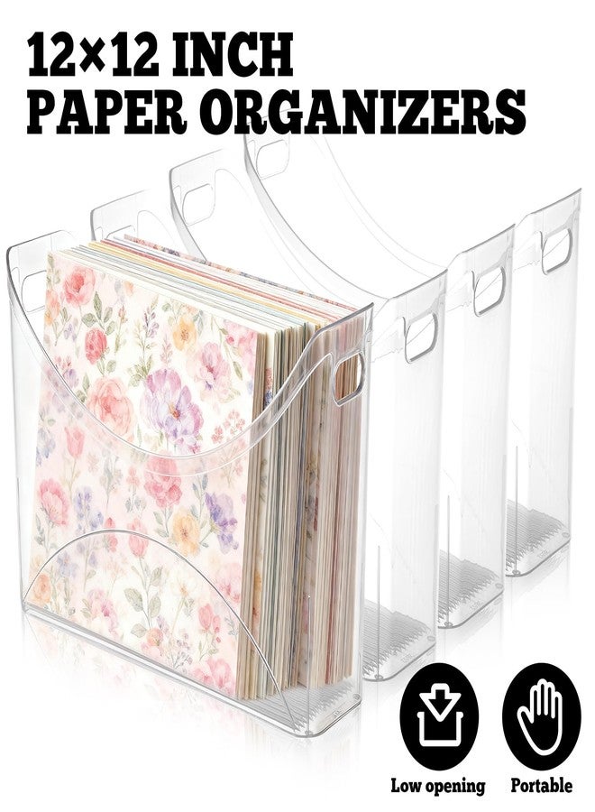 FMOACEN 4 Pack Scrapbook Paper Storage with Handle Clear Vinyl Sheets Storage Bins Organizer Plastic Scrapbook Paper Holder for 12x12 Inch Craft Papers Book Cardstock Files Magazines Documents - Image 3