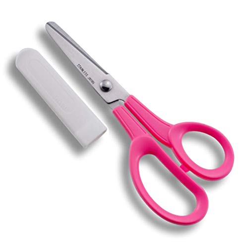 CANARY Kids Scissors 6" for Age 6-8, Safe Blunt Tip with Blade Cover, Made in JAPAN, Safety Elementary School Scissors, Pink - Image 1