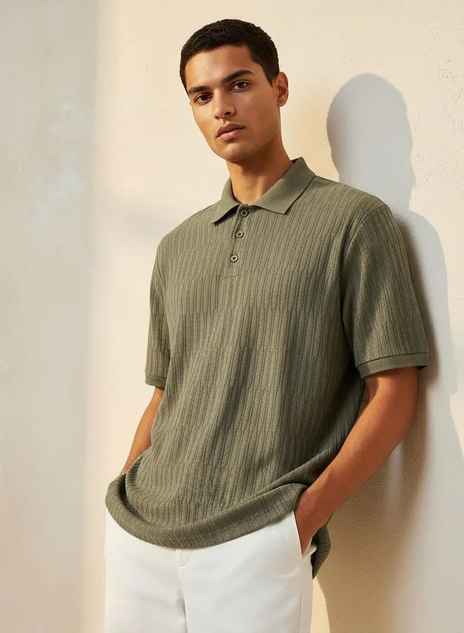 Splash FAV Men Short Sleeves Jacquard Polo T-shirt