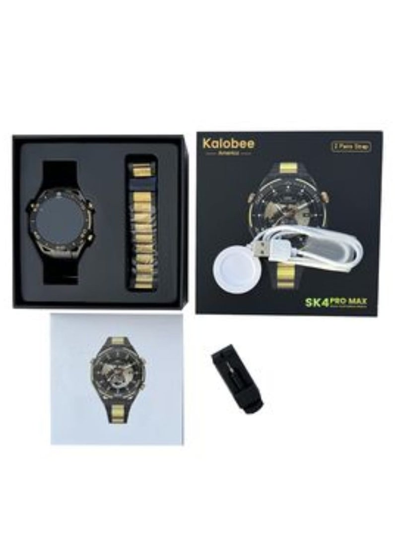 Kalobee - SK 4 Pro Max Smart Watch Big Round AMOLED Screen With 2 Pair Of Straps And Wireless Charging - Image 1