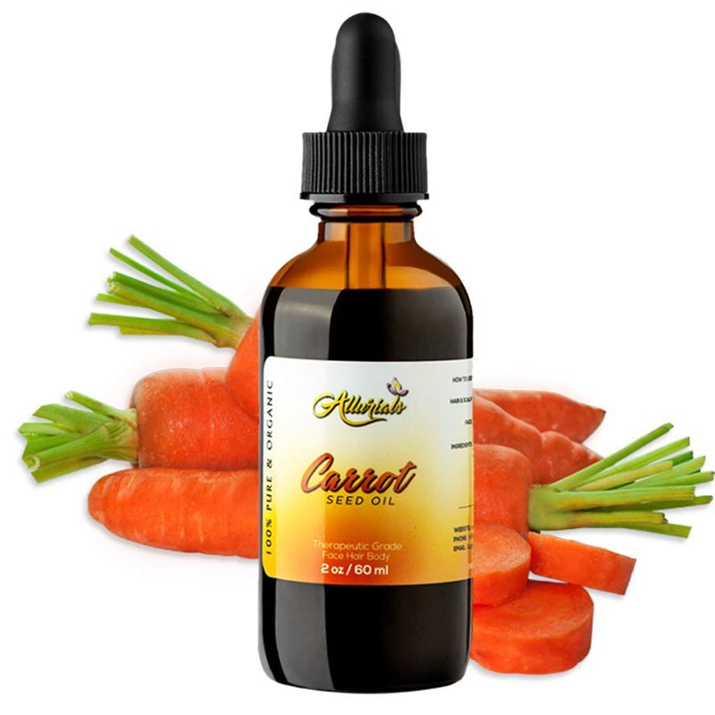 Allurials Carrot Seed Oil (2 Oz) â€“ 100% Pure & Organic, Unrefined, Cold Pressed, All Natural, Daucus Carota- Essential Carrot Moisturizer for Skin, Face and Hair Growth - 2 Oz - Image 1