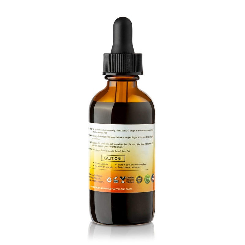 Allurials Carrot Seed Oil (2 Oz) â€“ 100% Pure & Organic, Unrefined, Cold Pressed, All Natural, Daucus Carota- Essential Carrot Moisturizer for Skin, Face and Hair Growth - 2 Oz - Image 3