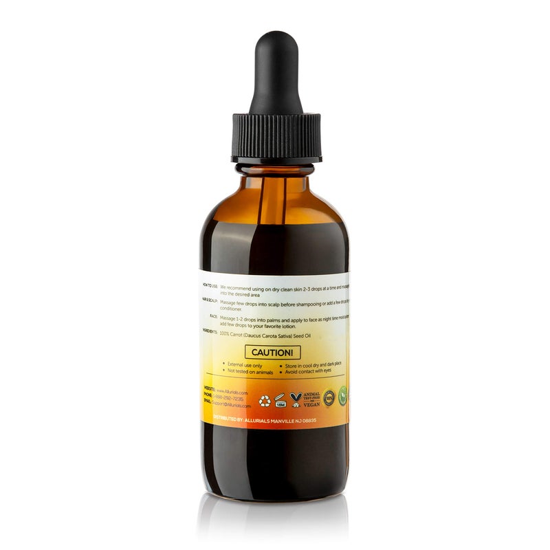 Allurials Carrot Seed Oil (2 Oz) â€“ 100% Pure & Organic, Unrefined, Cold Pressed, All Natural, Daucus Carota- Essential Carrot Moisturizer for Skin, Face and Hair Growth - 2 Oz - Image 5