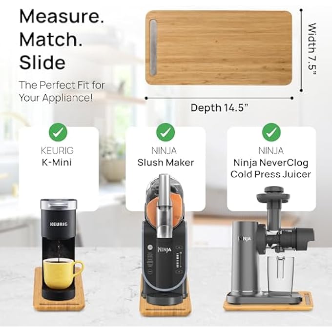 Ibyx Elegant Sliding Tray For Your Coffee Maker  Heavy Kitchen Appliances  Patent Pending  Sturdy Slides Easily From Under The Cabinet  Rolling Appliance Tray For Countertop With Wheels 75X145 - Image 5