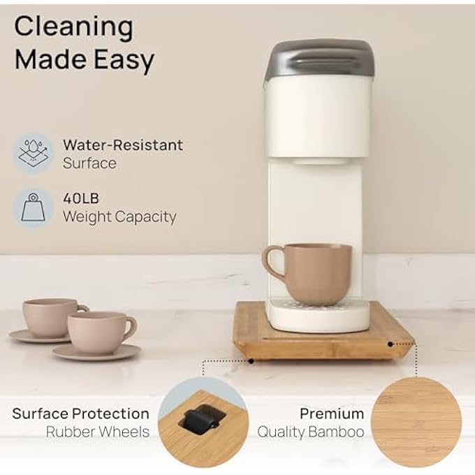Ibyx Elegant Sliding Tray For Your Coffee Maker  Heavy Kitchen Appliances  Patent Pending  Sturdy Slides Easily From Under The Cabinet  Rolling Appliance Tray For Countertop With Wheels 75X145 - Image 4