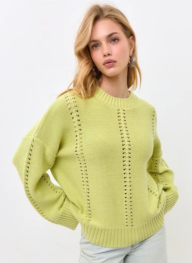 YUNIQEE Knit Sweater for Women in Light Green - Image 2