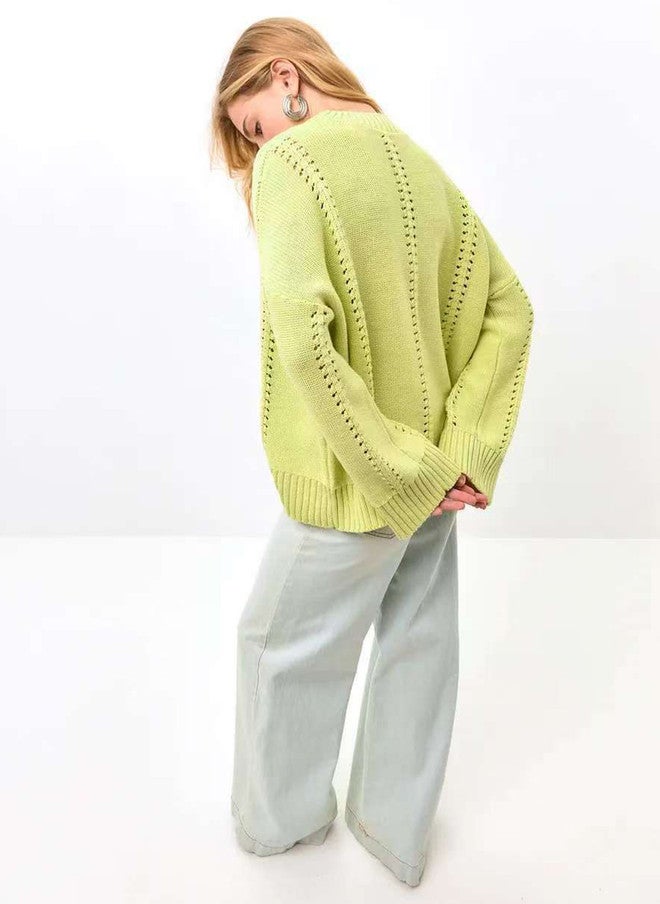 YUNIQEE Knit Sweater for Women in Light Green - Image 4