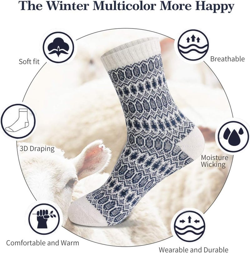 FYC Socks for Women - Stocking Stuffers Gifts for Women - Warm Thick Soft Wool Cozy Crew Socks Christmas Gifts for Woman - Image 3