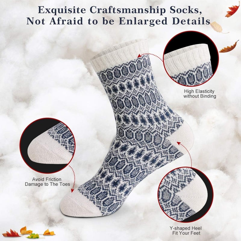 FYC Socks for Women - Stocking Stuffers Gifts for Women - Warm Thick Soft Wool Cozy Crew Socks Christmas Gifts for Woman - Image 2
