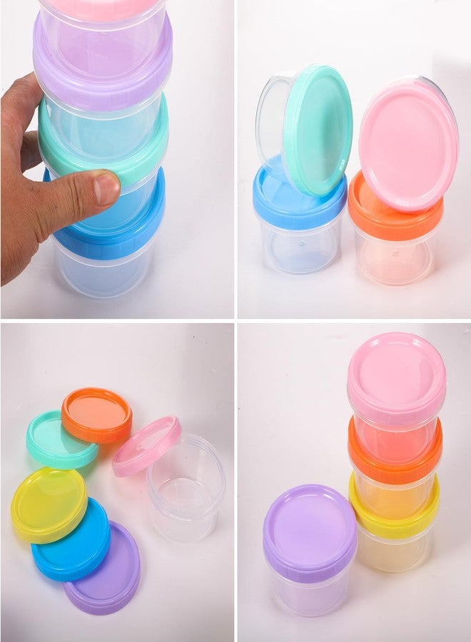 Ziliny Reusable 7 oz Plastic Containers with Lids Food Storage Jars Multicolor Stackable Containers Meal Prep Food Storage Jars, Freezer Microwave Safe(48 Pcs) - Image 4