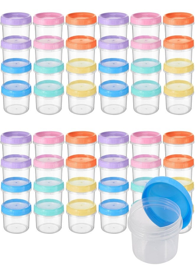 Ziliny Reusable 7 oz Plastic Containers with Lids Food Storage Jars Multicolor Stackable Containers Meal Prep Food Storage Jars, Freezer Microwave Safe(48 Pcs) - Image 1