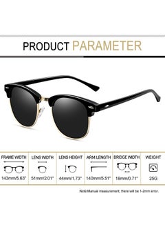 Joopin Fashion Semi Rimless Sunglasses Black Browline Shades For Women Men Horn Rimmed Sun Glasses Polarized Uv400 Protection Shady Rays  - Image 3