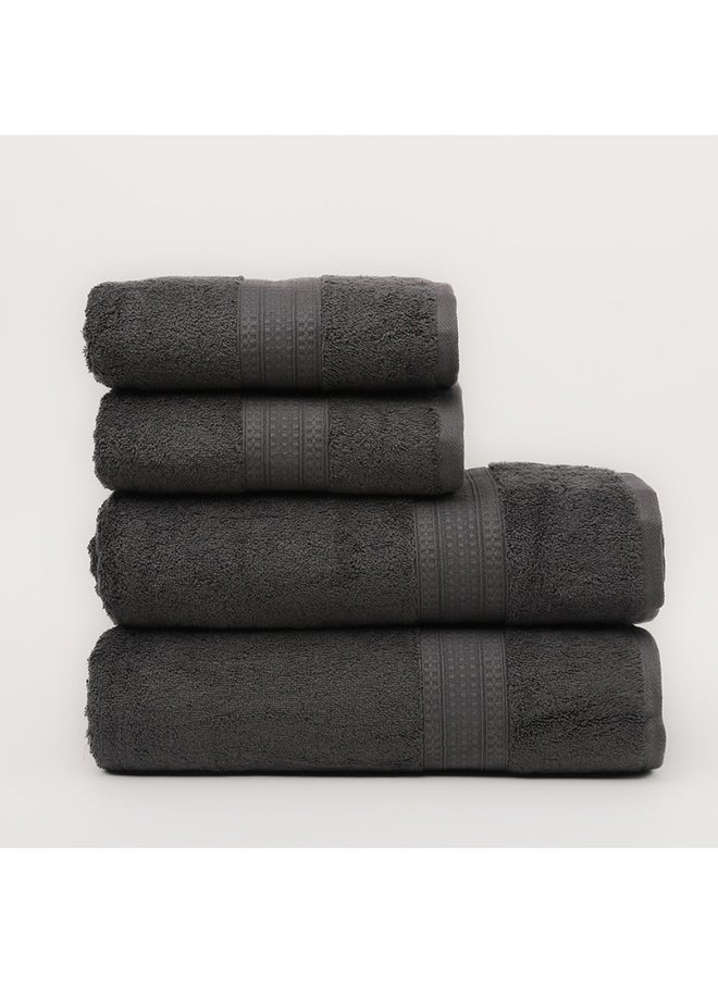 White Rose - 4 Piece Bathroom Towel Set - BRIX - 500 GSM - 100% Cotton Terry - 2 Bath Towel 70X140 cm & 2 Hand Towel 50x90 cm-Premium Touch-Quick Dry - Super Absorbent-Gray - Image 1