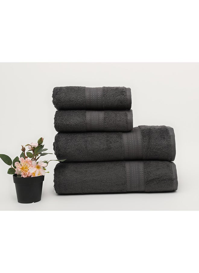 White Rose - 4 Piece Bathroom Towel Set - BRIX - 500 GSM - 100% Cotton Terry - 2 Bath Towel 70X140 cm & 2 Hand Towel 50x90 cm-Premium Touch-Quick Dry - Super Absorbent-Gray - Image 1