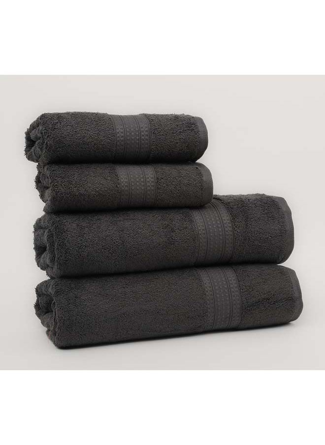 White Rose - 4 Piece Bathroom Towel Set - BRIX - 500 GSM - 100% Cotton Terry - 2 Bath Towel 70X140 cm & 2 Hand Towel 50x90 cm-Premium Touch-Quick Dry - Super Absorbent-Gray - Image 1